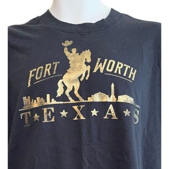 Mens Large Fort Worth Texas T Shirt Bucking Bronco Cowboy Vintage Screen Stars - Picture 4 of 4